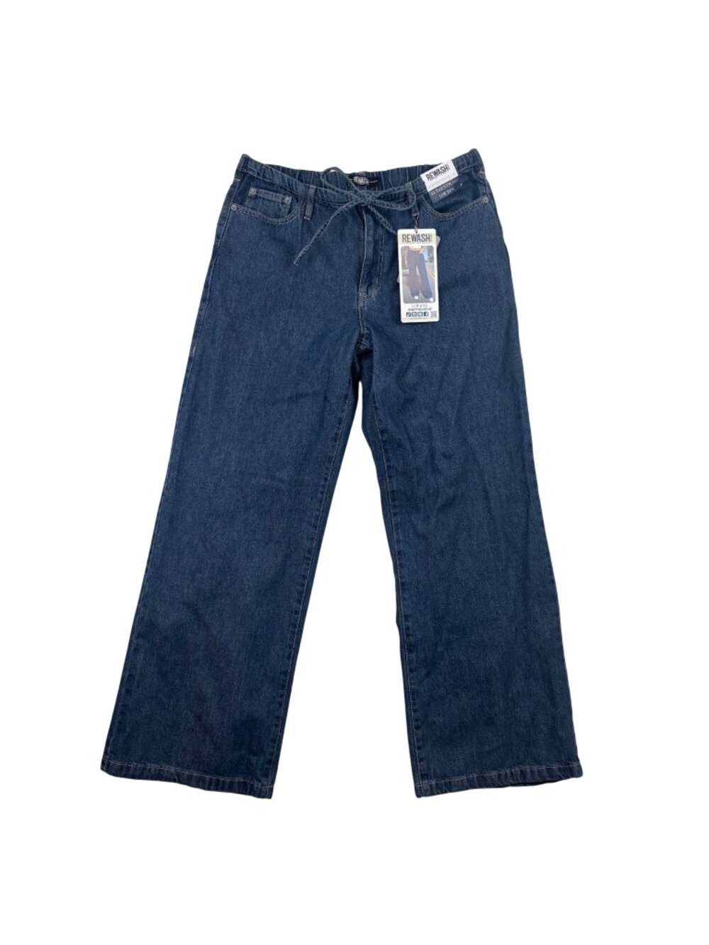 NWT Rewash Womens XL Low Rise Drawstring Wide Leg Denim Jeans Y2K Baggy Loose